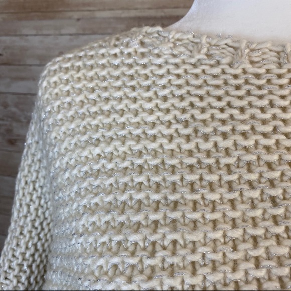Emory Park Cream Silver Boxy Cropped Sweater OS - Picture 3 of 5